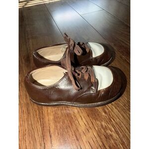 Vintage Boys Brown/white Leather Oxford Shoes Toddler Boy 1950's